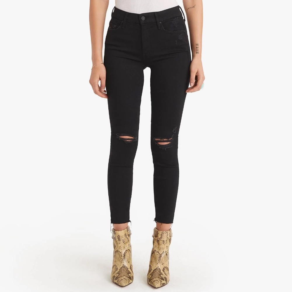 MOTHER - The Looker Skinny Jeans  - Mid-Rise -  Ankle Fray - Guilty as Sin - 27